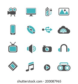 Media icons set