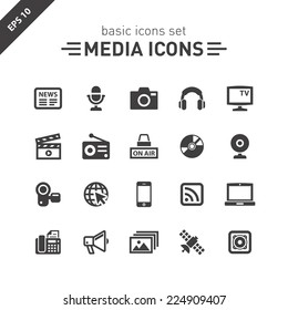 Media icons set.