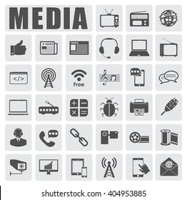 media icons set