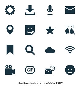 Media Icons Set. Collection Of Conversation, Smile, Pin And Other Elements. Also Includes Symbols Such As Arrow, Technology, Wireless.