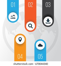 Media Icons Set. Collection Of Partnership, Magnifier, Down Arrow And Other Elements. Also Includes Symbols Such As Clouded, Partnership, Overcast.