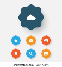 Media Icons Set. Collection Of Star, Chat, Letter And Other Elements. Also Includes Symbols Such As Seek, Search, Message.