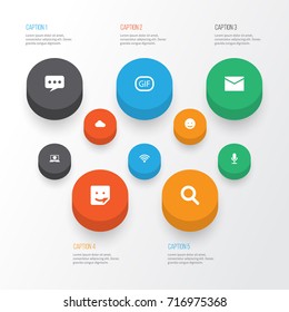 Media Icons Set. Collection Of Video Chat, Gif Sticker, Overcast And Other Elements. Also Includes Symbols Such As Emoji, Letter, Video.