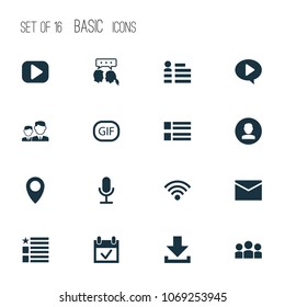 Media icons set with feed, dialog, wi-fi and other questionnaire elements. Isolated vector illustration media icons.