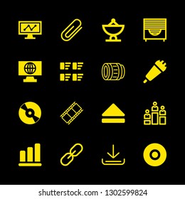 media icons set with inbox, film stripe and eject vector set