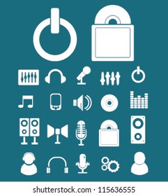Mediensymbole gesetzt. Vektorgrafik
