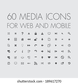 media icons set for web and mobile