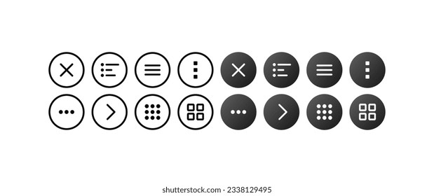 Media icons. Silhouette, line icons, dropdown menu, application buttons, vector illustration