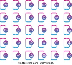 Media Icons Smartphone Gradient Style 