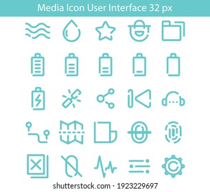 Interfaz de usuario de iconos multimedia, editable en 32px
