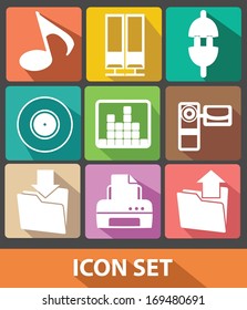 Media icons,Colorful buttons,vector