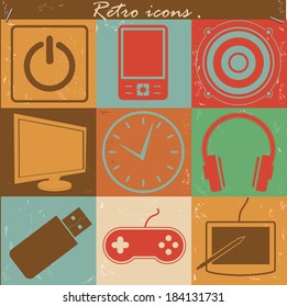 Media icons,Vintage version,vector