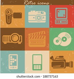 Media icons,Vintage version,vector