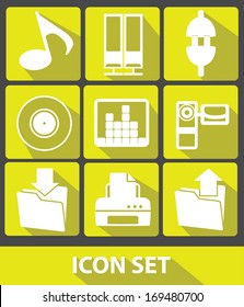 Media icons,Yellow buttons,vector