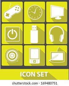 Media icons,Yellow buttons,vector