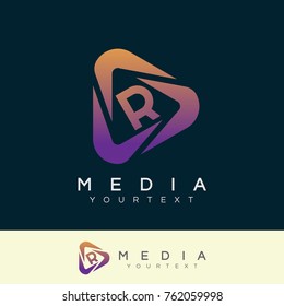 media initial Letter R Logo design