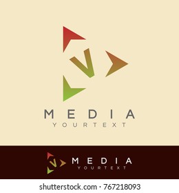 media initial Letter V Logo design