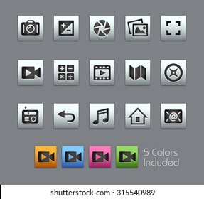 Media Interface Icons The vector file includes 5 color versions for each icon in different layers ----