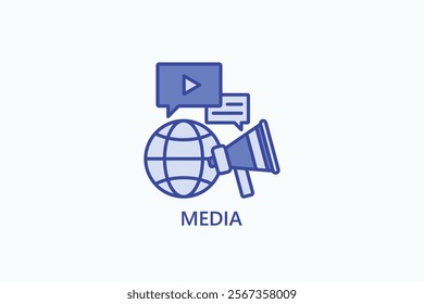 Media isolated vector, icon or logo sign symbol illustration