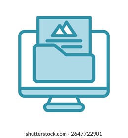 Media Kit dual tone blue color mini illustration icon, use for journalist, broadcasting, news and media UI, UX kit, app and web development, digital or print.