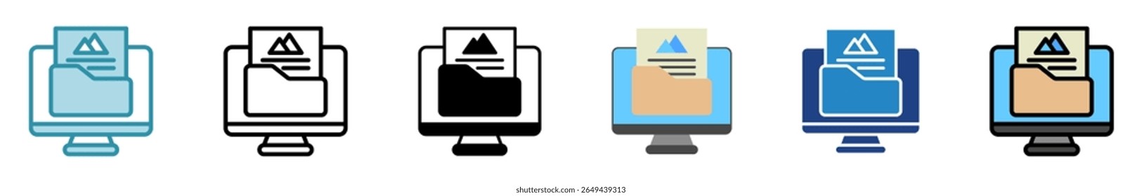 Kit multimedia de estilo múltiple, mini conjunto de iconos de ilustración. contorno, plano, glifo, color de línea. Vector para UI, UX, App, Web, digital o impreso. Relacionado con el periodismo, la radiodifusión, las noticias y los medios 