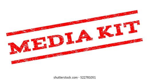 Media Kit watermark stamp. Text caption between parallel lines with grunge design style. Rubber seal stamp with scratched texture. Vector red color ink imprint on a white background.