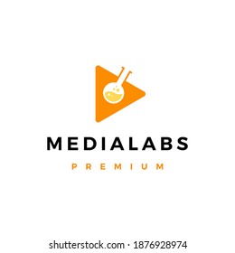 media lab play button logo vector icon illustration
