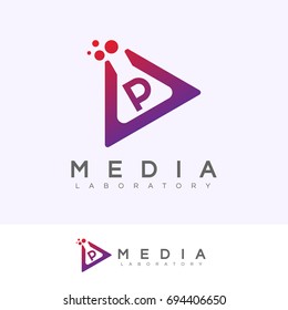 media laboratory initial Letter P Logo design