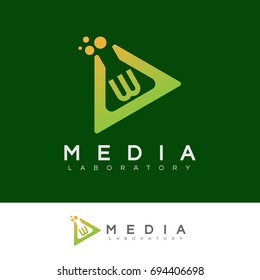 media laboratory initial Letter W Logo design