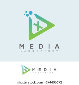 media laboratory initial Letter X Logo design