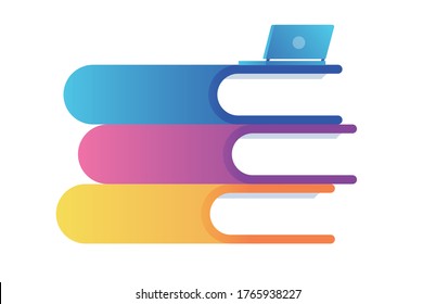 Media library background. Modern illustration slider site page. Web banner book library in your phone. The concept of read books online. Vector image electronic library design.