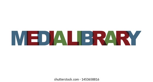 Media library business card text. Modern lettering poster. Color word art slogan icon. Phrases vector print design elements.