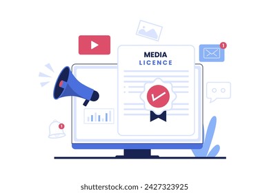 Media license illustration. Vector flat illustration