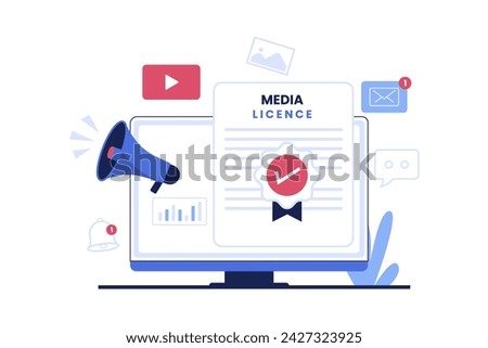 Media license illustration. Vector flat illustration
