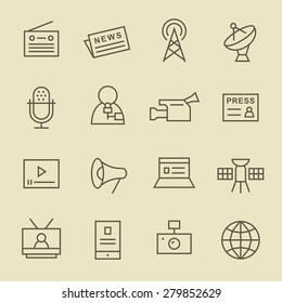 Media line icon set