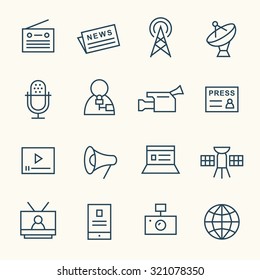 Media line icon set