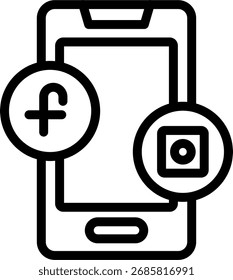 Diseño de Vector de icono de línea de medios