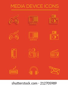 Media line icons,clean vector
