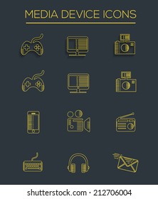 Media line icons,clean vector