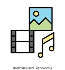 Media lineal color icon vector illustration