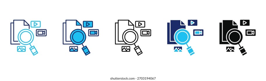 Paquete de iconos de alfabetización multimedia en varios estilos