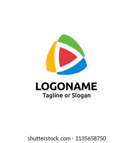 Media logo. Abstract triangle related to multimedia logo