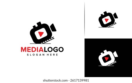 Media logo, film, media icon, film industry, media film, and videography vector logo design, videography logo design template
