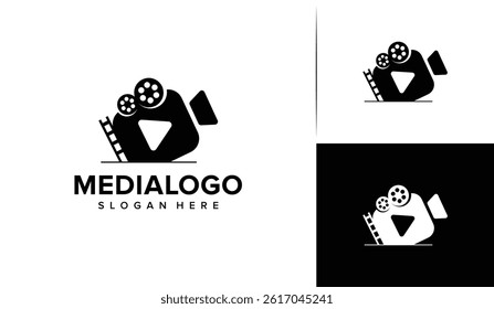 Media logo, film logo, media icon, film icon, media film, and videography vector logo design, videography icon template