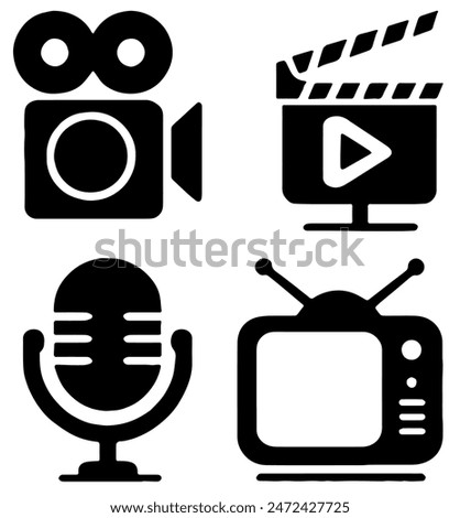 Media Logo, Ideal for Broadcasting and Digital Media Themes - Flat Vector Illustration