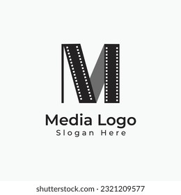 Media logo and M letter logo design vector template