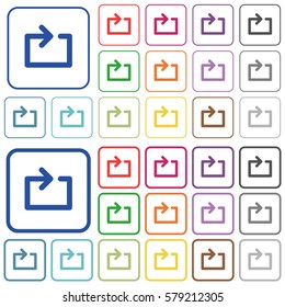 Media loop color flat icons in rounded square frames. Thin and thick versions included.