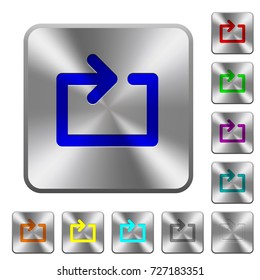 Media loop engraved icons on rounded square glossy steel buttons