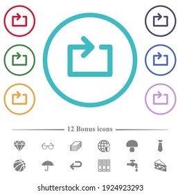 Iconos de color plano de bucle de medios en contornos de forma circular. 12 íconos adicionales incluidos.