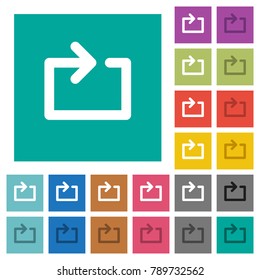 Media loop multi colored flat icons on plain square backgrounds. Included white and darker icon variations for hover or active effects.
